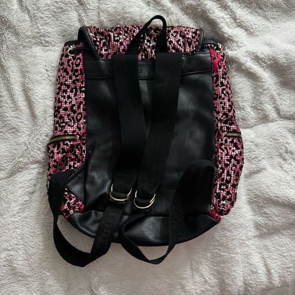 Juicy Couture Pink Leopard Sequin Backpack Y2K McBling Rare - Picture 5 of 12